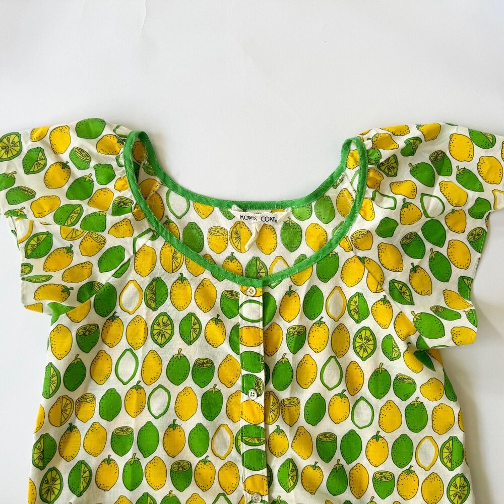 Vintage 70's Mumu/Housecoat with Pockets by MODELS COAT (LEMON LIME)